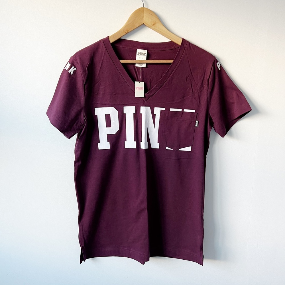 ✨NEW✨ VS PINK | Oversize Burgundy Logo Tee